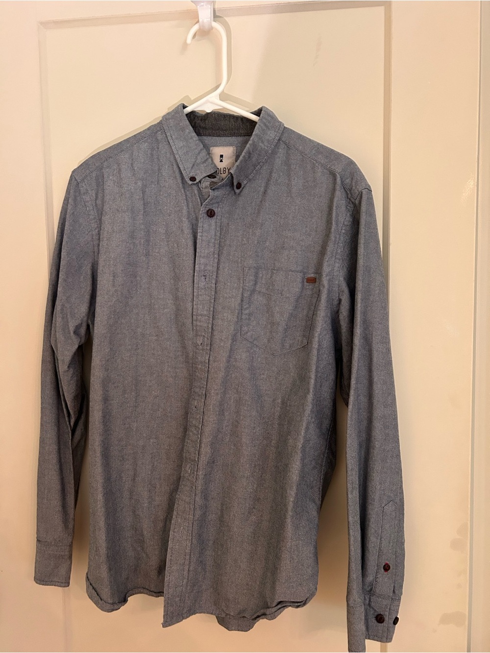Casual Light Blue Button-Down Shirt with Chest Pocket